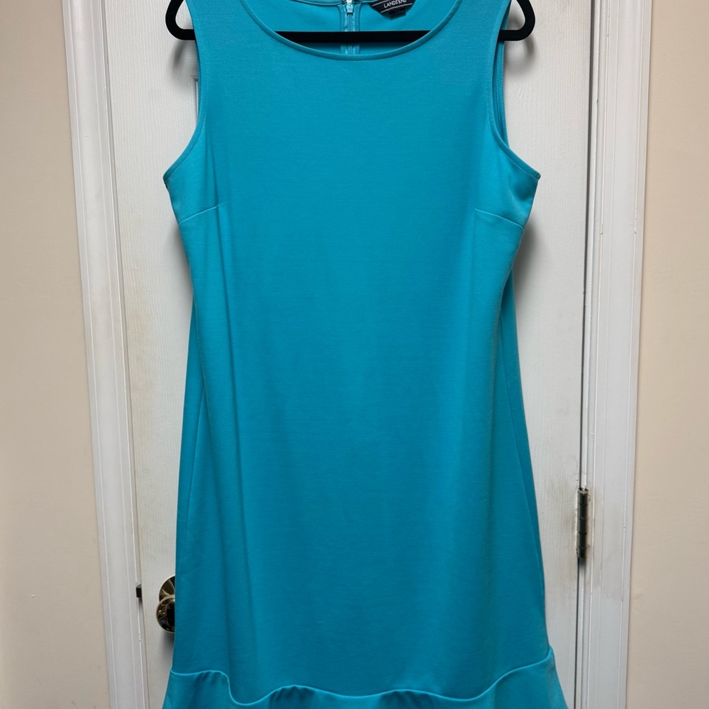 Land’s End Sleeveless Turquoise Blue Knit Dress 16